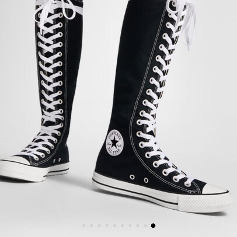 NWT size 7 Converse Women's Black Lace-Up Knee-High Boots sneakers XXHi men’s 5 - Picture 2 of 6